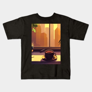 Window Coffee Sun Kids T-Shirt